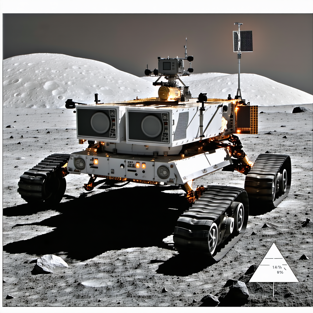 A White Robotic Vehicle, Possibly A Rover, Parked On A Rocky Surface