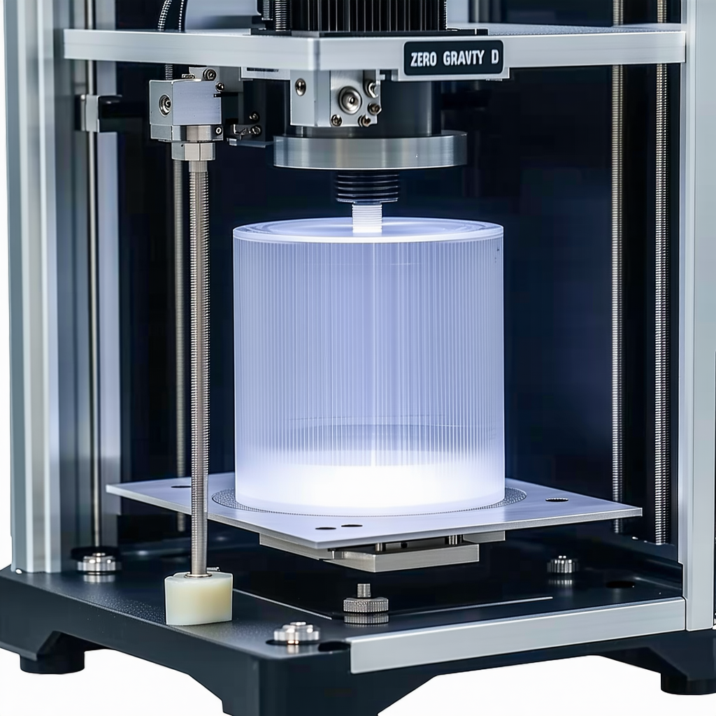 A Machine Is Holding A Clear Plastic Object, Which Appears To Be A Glass Or A Plastic Container