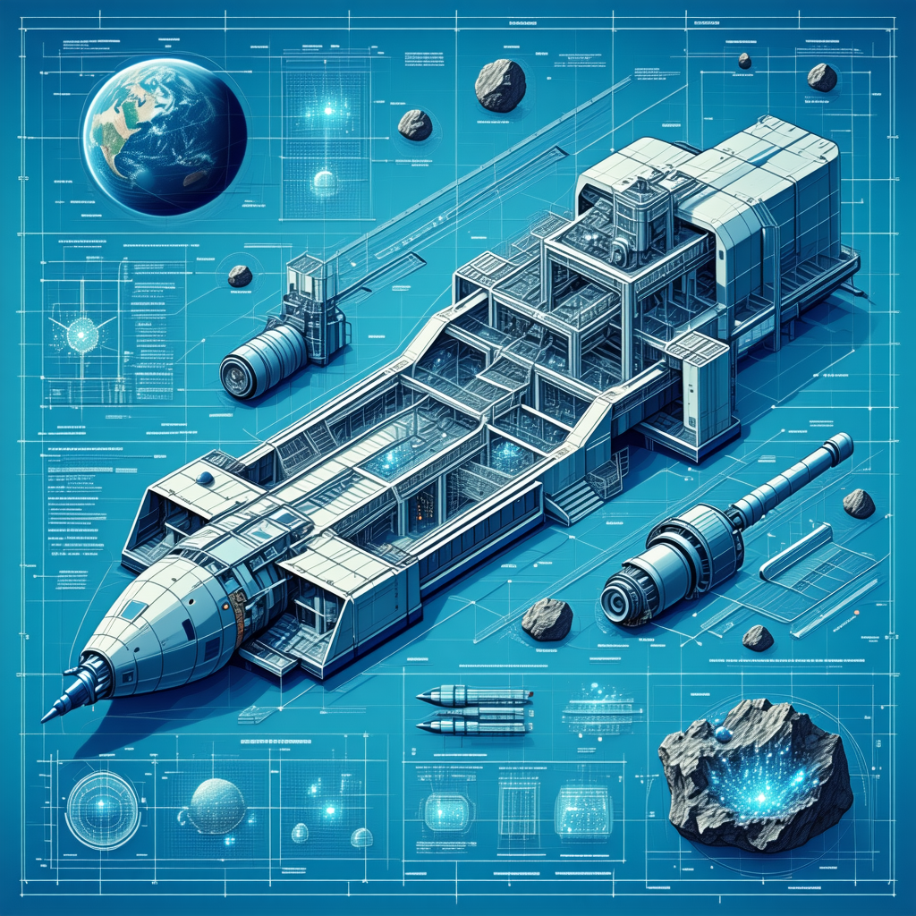 A Blue Illustration Of A Space Ship Is Shown, With A Large Blue Globe In The Background