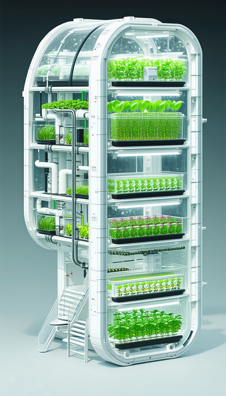 A Large, White, Multi-layered Structure Is Filled With Various Plants