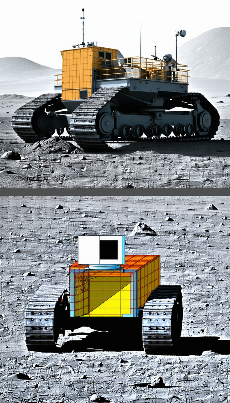 A Large Robotic Vehicle, Possibly A Tank, With A Yellow And Black Color Scheme