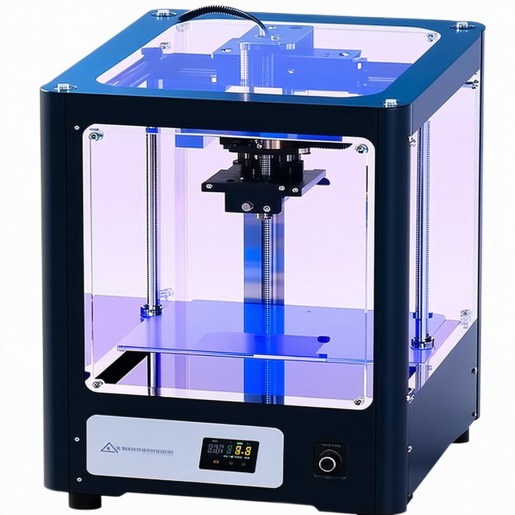 A Blue And White 3d Printer Is Sitting On A Table