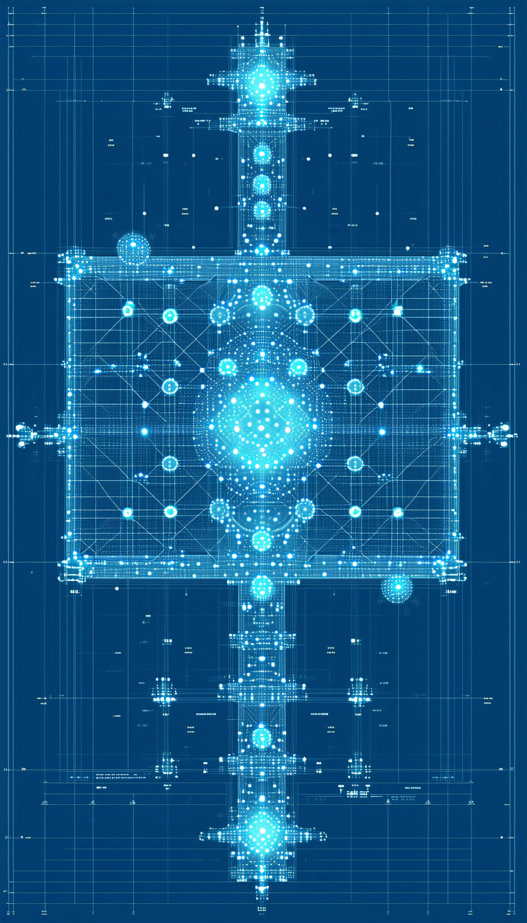 The Image Is A Blue And White Drawing Of A Building, Possibly A House Or A Structure