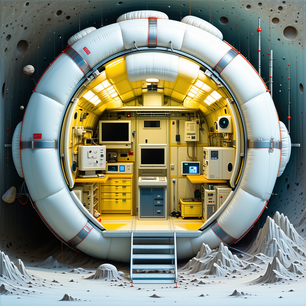 A Futuristic Space Station With A Large, Round, White Dome As Its Central Feature