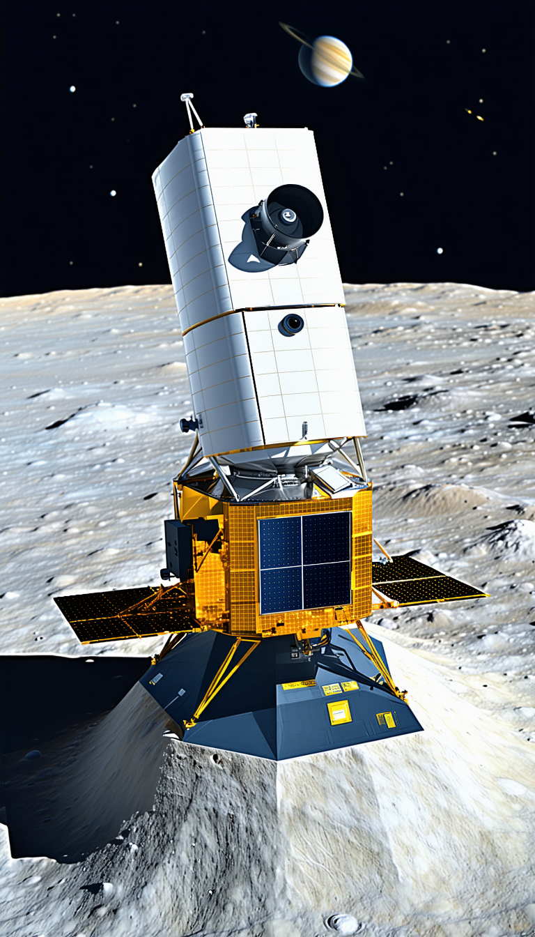 A Spacecraft, Possibly A Satellite Or A Rocket, Sitting On A Rocky Surface