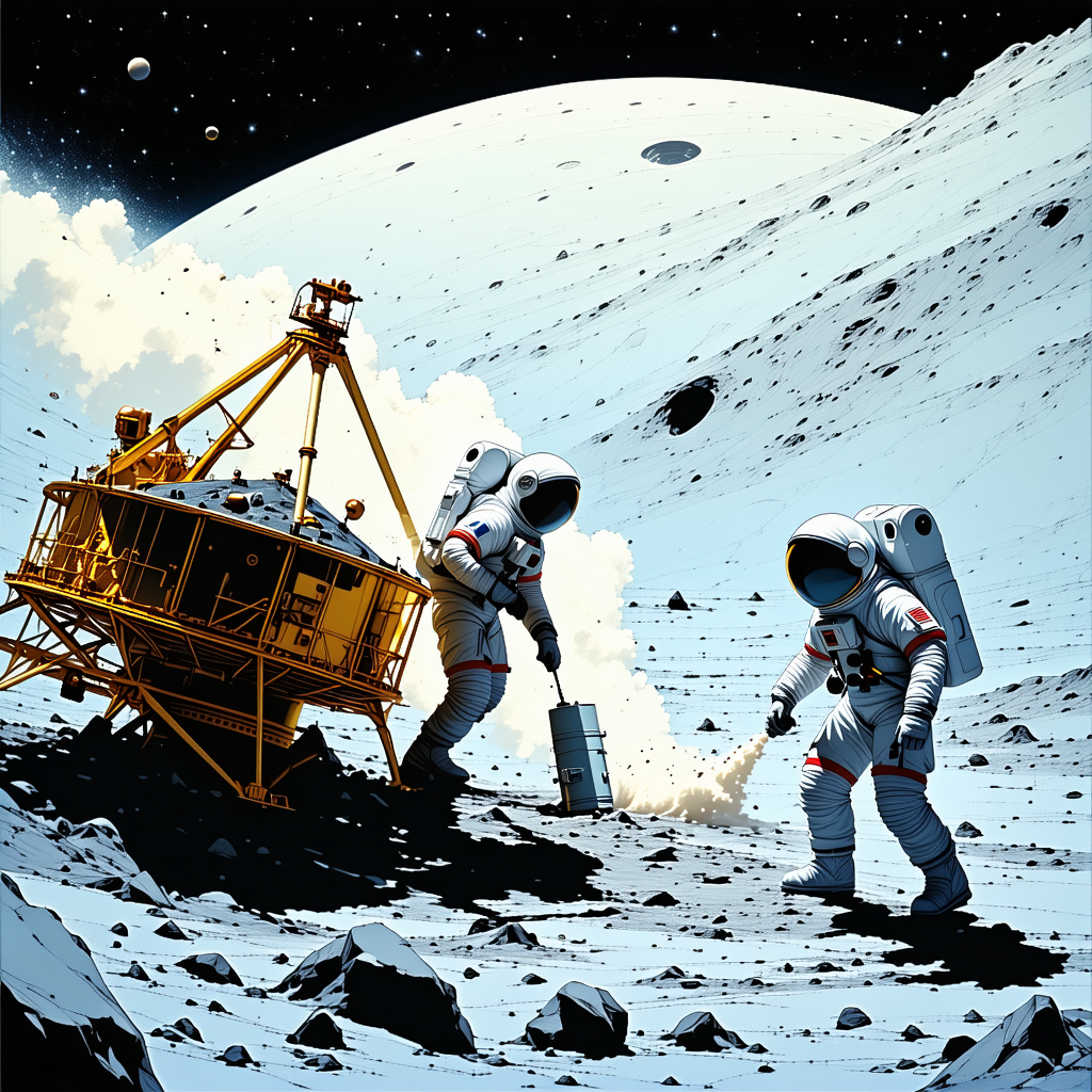 In The Image, There Are Two Astronauts On The Moon, Standing Next To Each Other