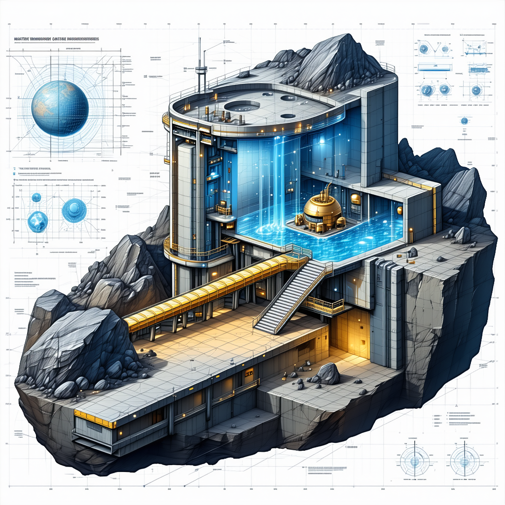 A Futuristic Building Is Depicted In A Drawing, With A Large Sphere In The Center