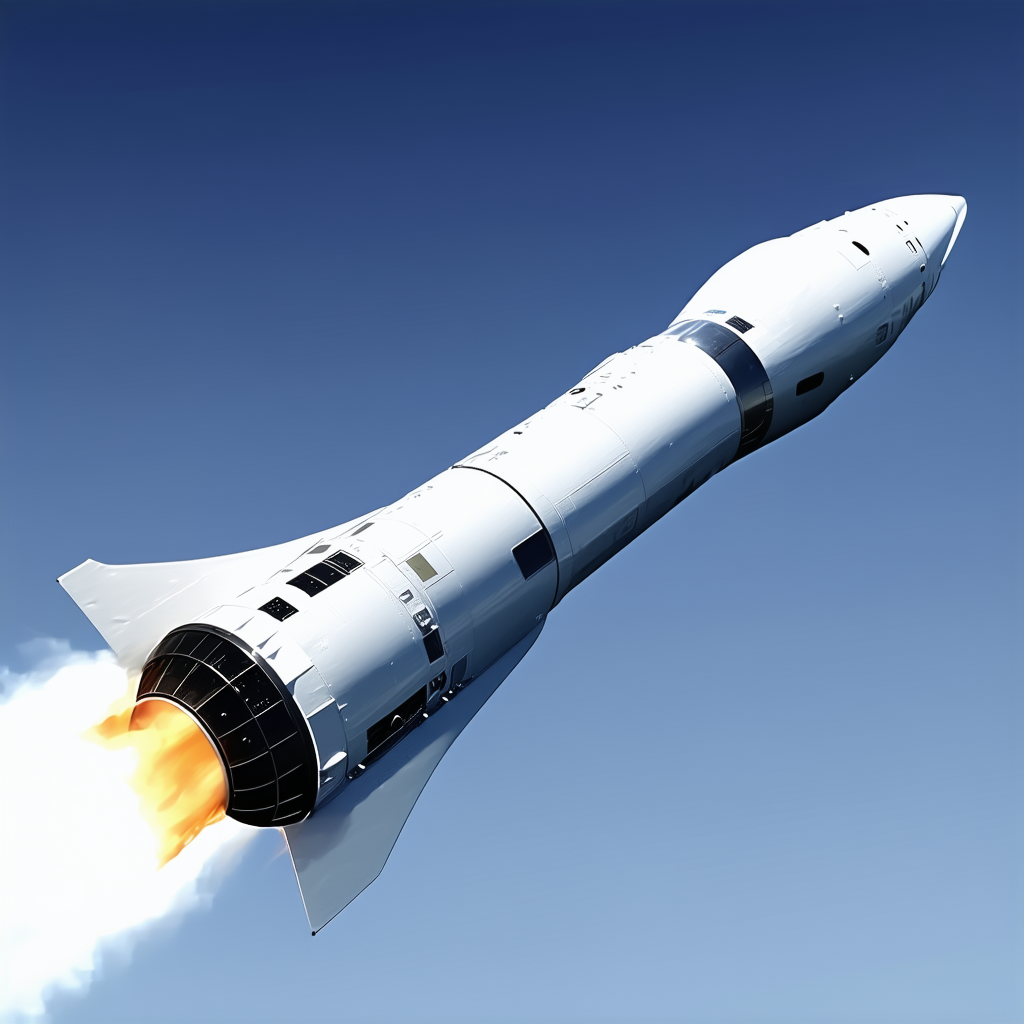 A Rocket Is Flying Through The Sky, Leaving A Trail Of Smoke Behind It