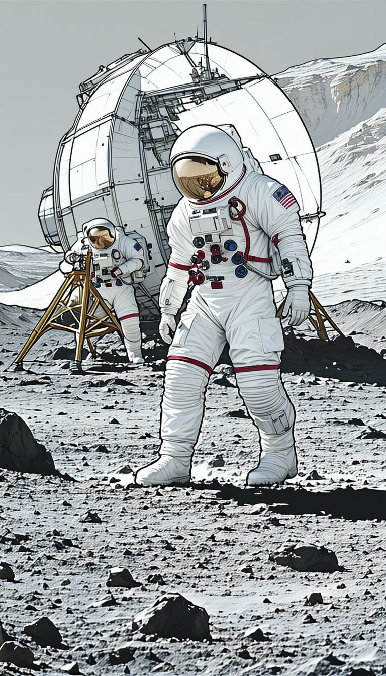 In The Image, There Are Two Astronauts Standing On The Moon's Surface