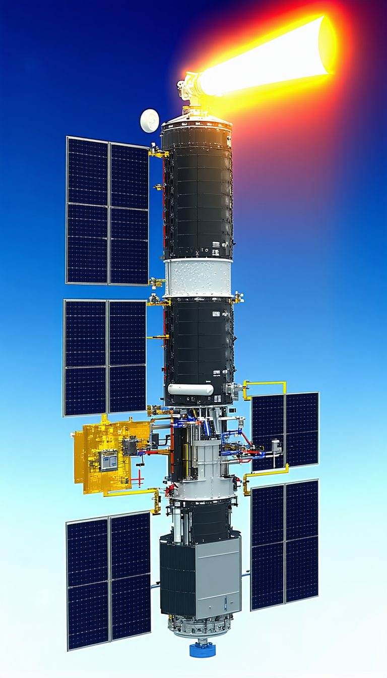 A Large Spacecraft With A Solar Panel On Its Side