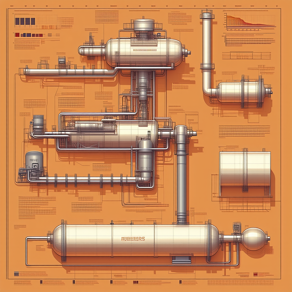 A Large, Detailed Drawing Of A Gas Plant Is Displayed On A Page