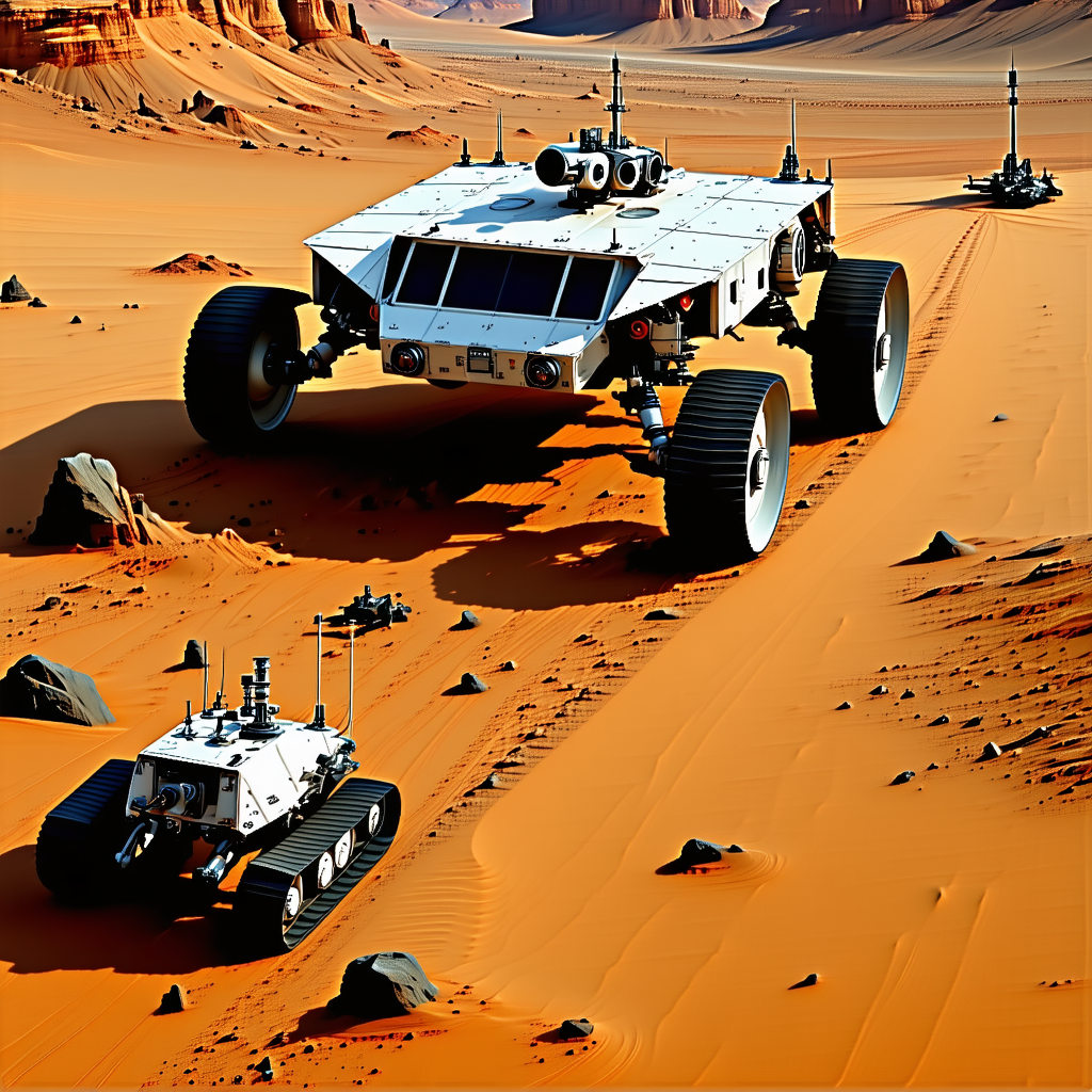 desert landscape large vehicles
