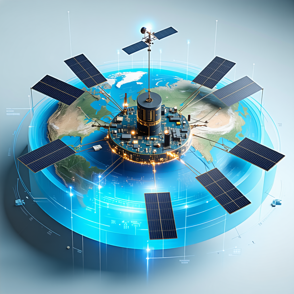 A Large, Blue, Solar-powered Satellite Is Shown In A Close-up View