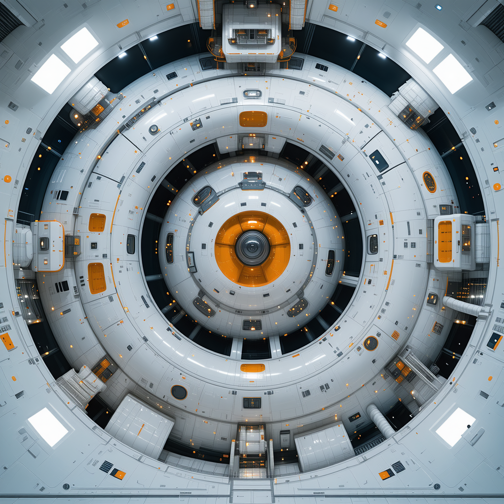 The Image Is A Close-up Of A Large, White, Circular Structure With A Central Hole