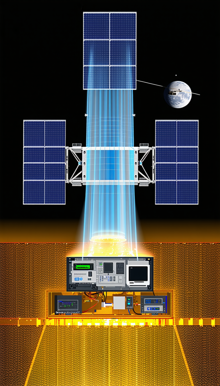 In The Image, There Is A Large Space Station With A Solar Panel On Top