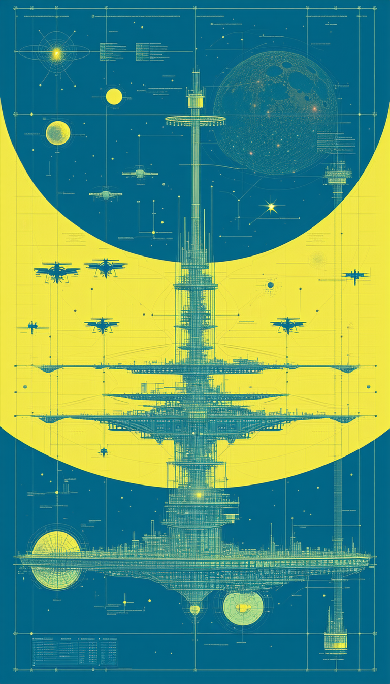 In The Image, There Is A Large, Futuristic Space Station With A Central Tower
