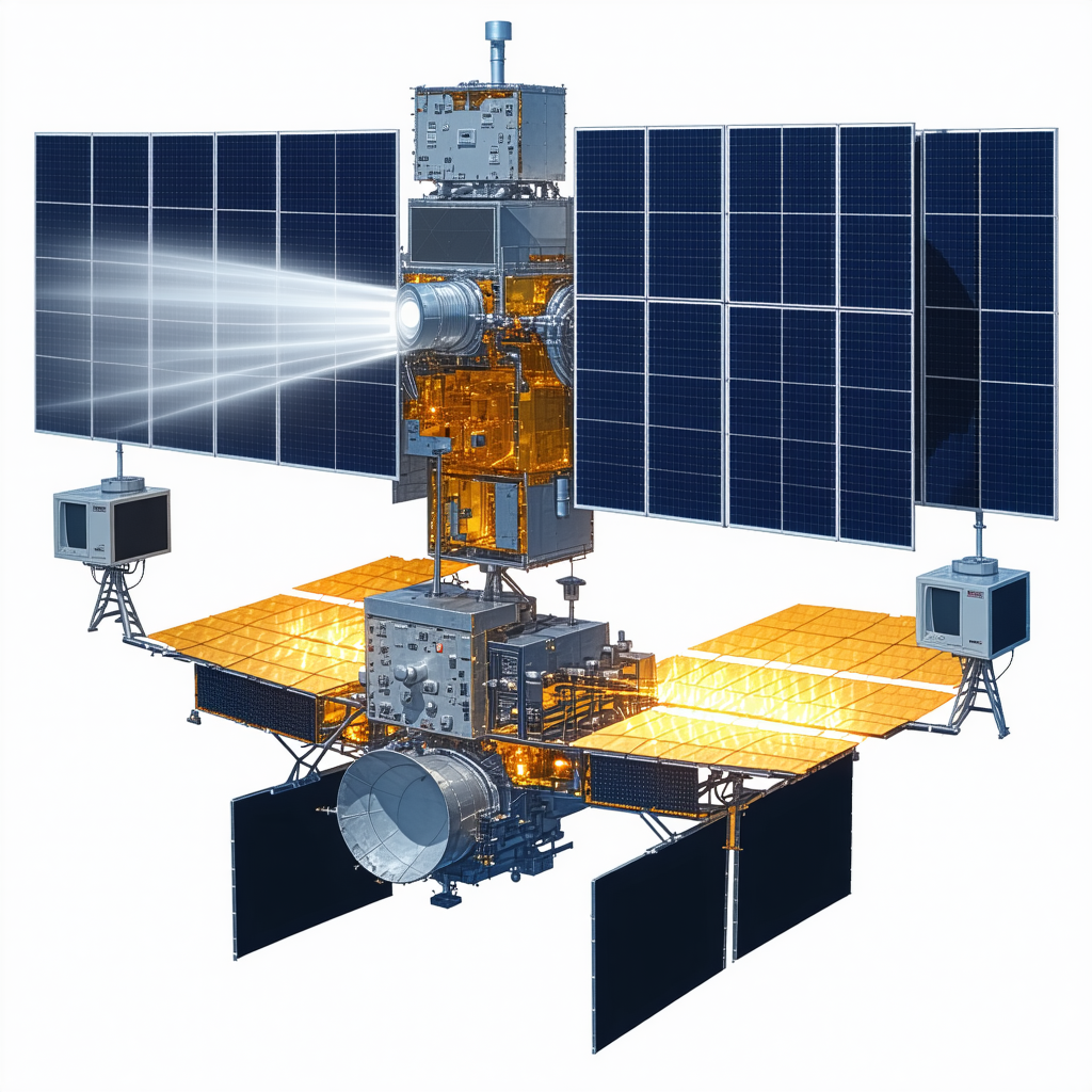 A Large Satellite Is Shown In A Close-up View