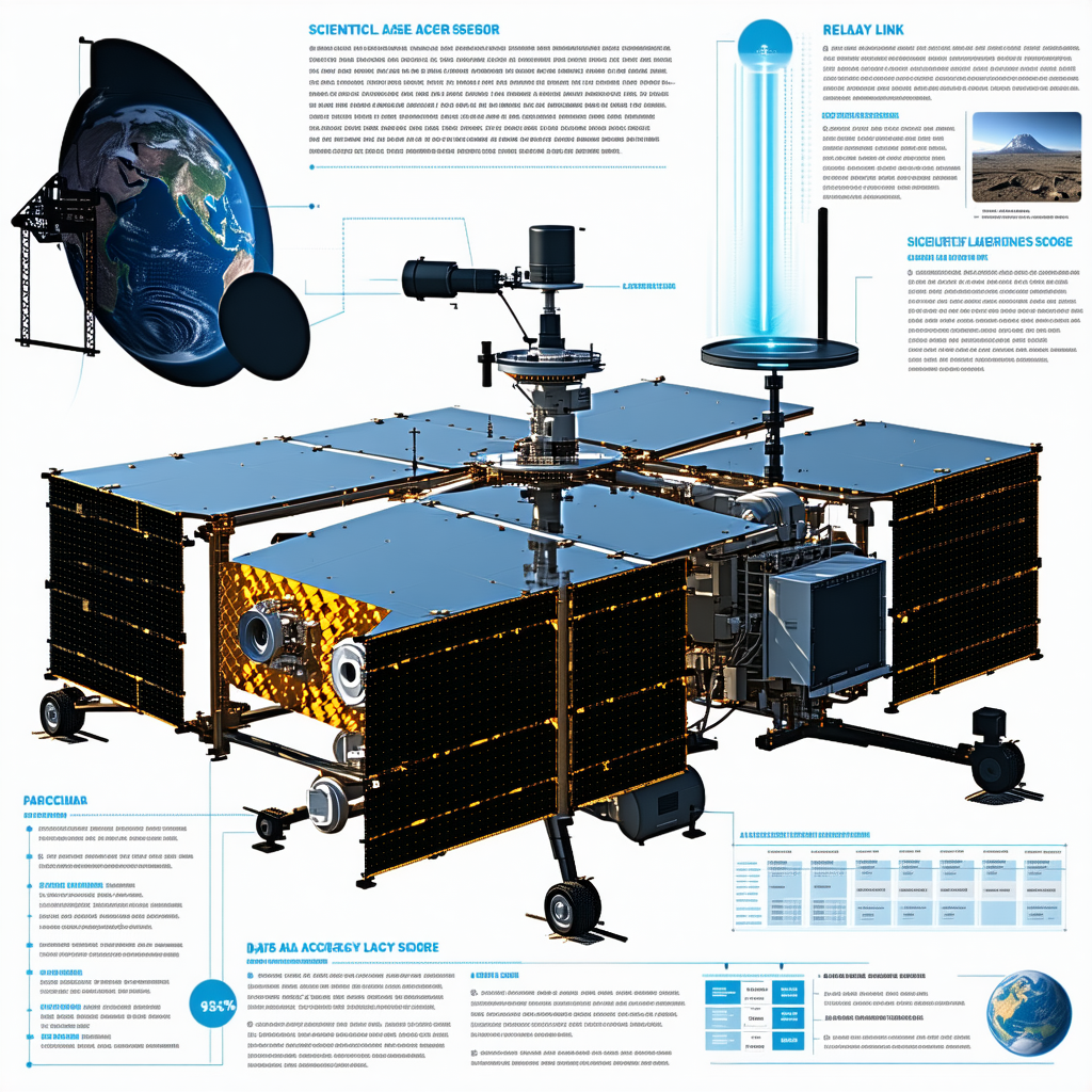 The Image Is A Poster That Features A Space Station With A Large Satellite Dish