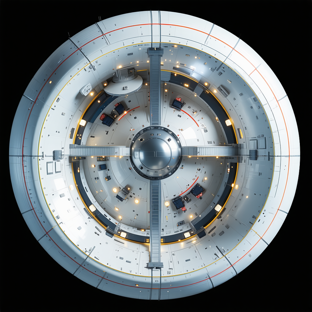 The Image Is A Close-up Of A Space Station, Showcasing Its Interior