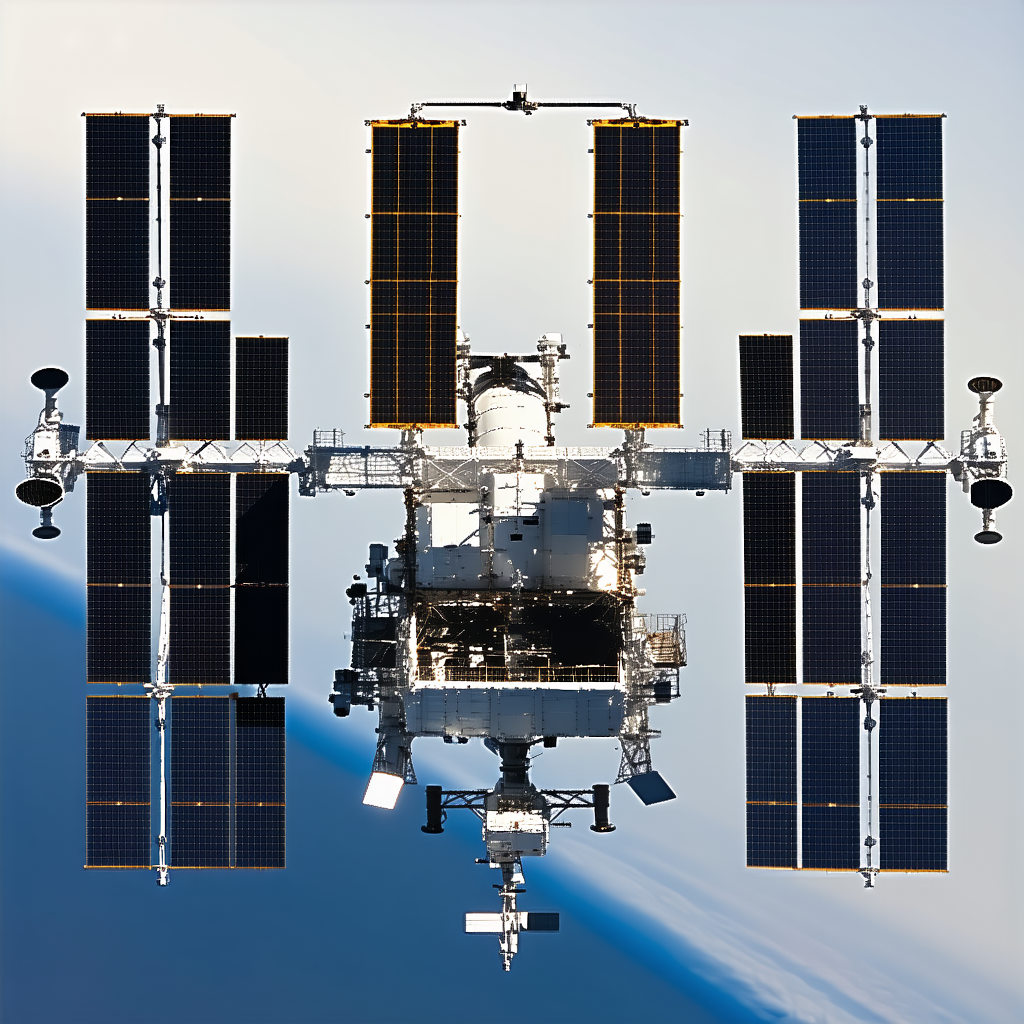 A Space Shuttle With A Large Satellite Dish On Top Of It