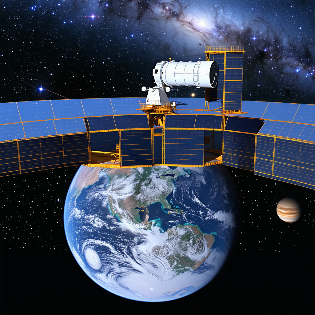 A Space Station With A Large Satellite Dish On Top Of It
