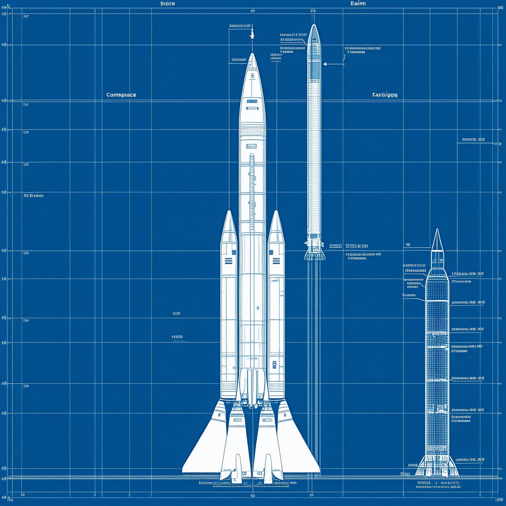 A Blue Diagram Shows A Rocket And A Space Shuttle