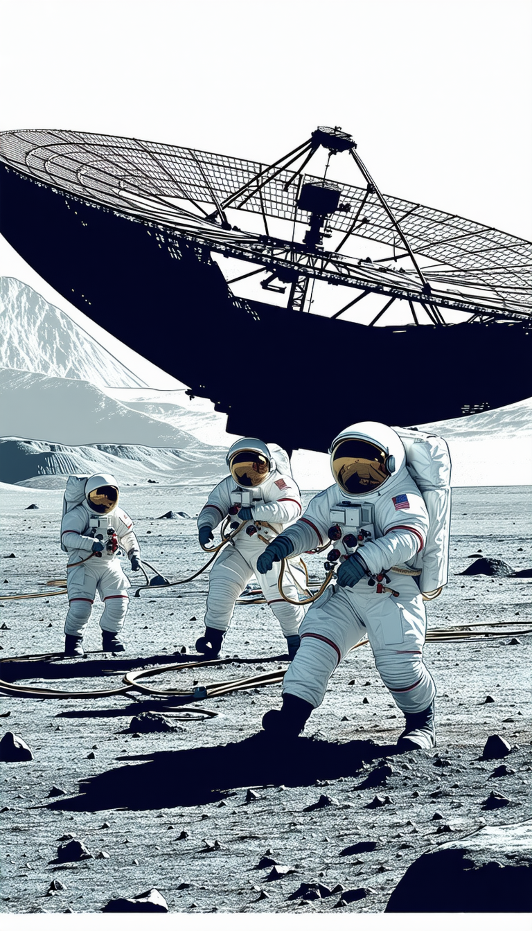 In The Image, There Are Three Astronauts Standing On A Barren