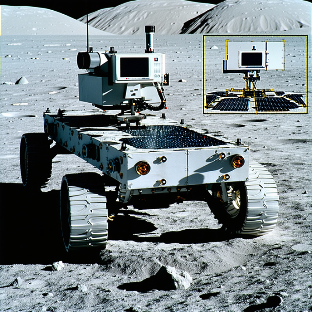A White Robotic Vehicle On A Rocky Surface, Possibly A Moon Or A Planet