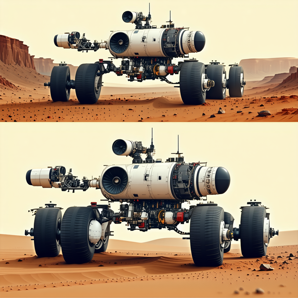 A Large, Futuristic Vehicle Is Driving Across A Desert Landscape