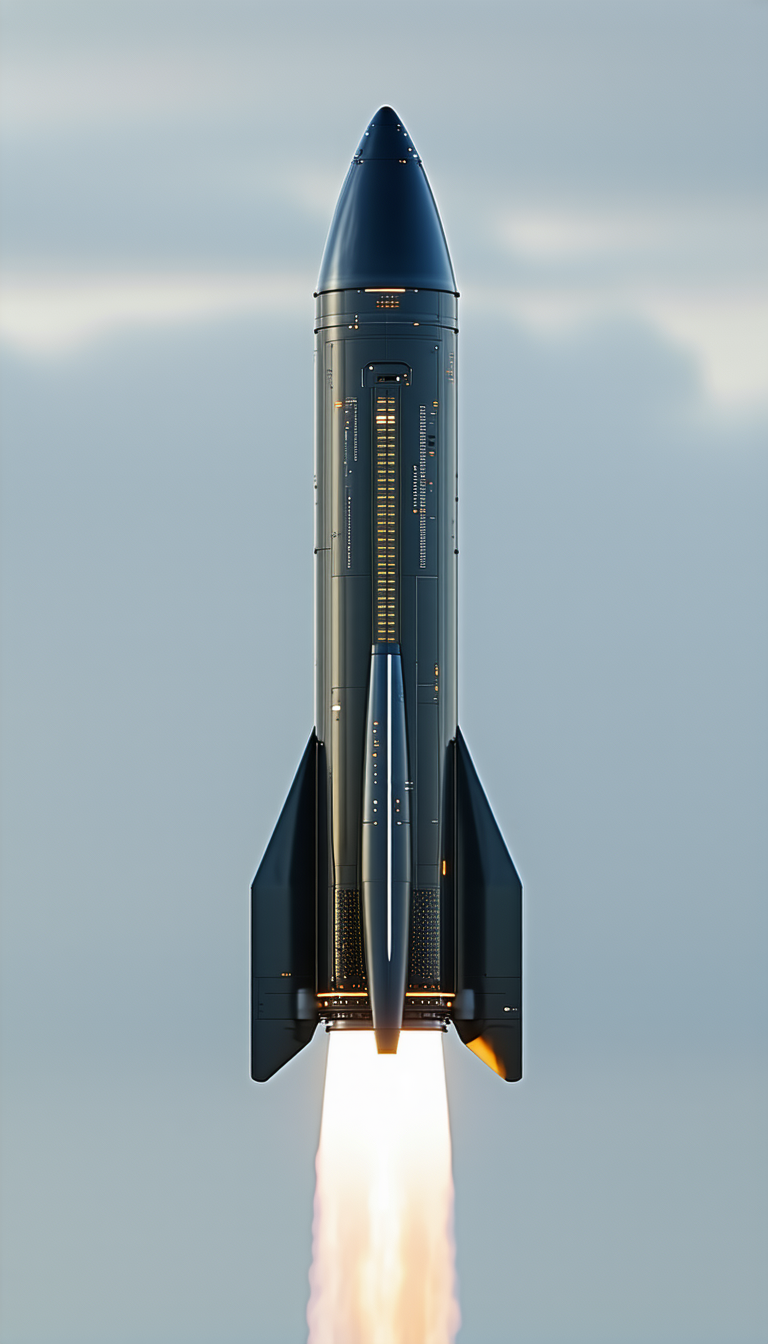 A Rocket Is Seen In The Sky, With Its Engine On
