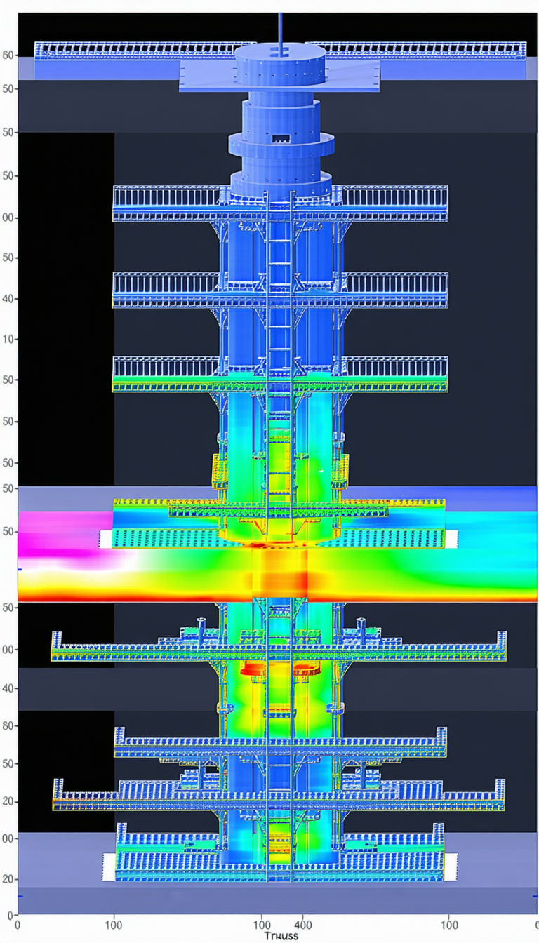 The Image Is A 3d Model Of A Large Structure, Possibly A Bridge Or A Building