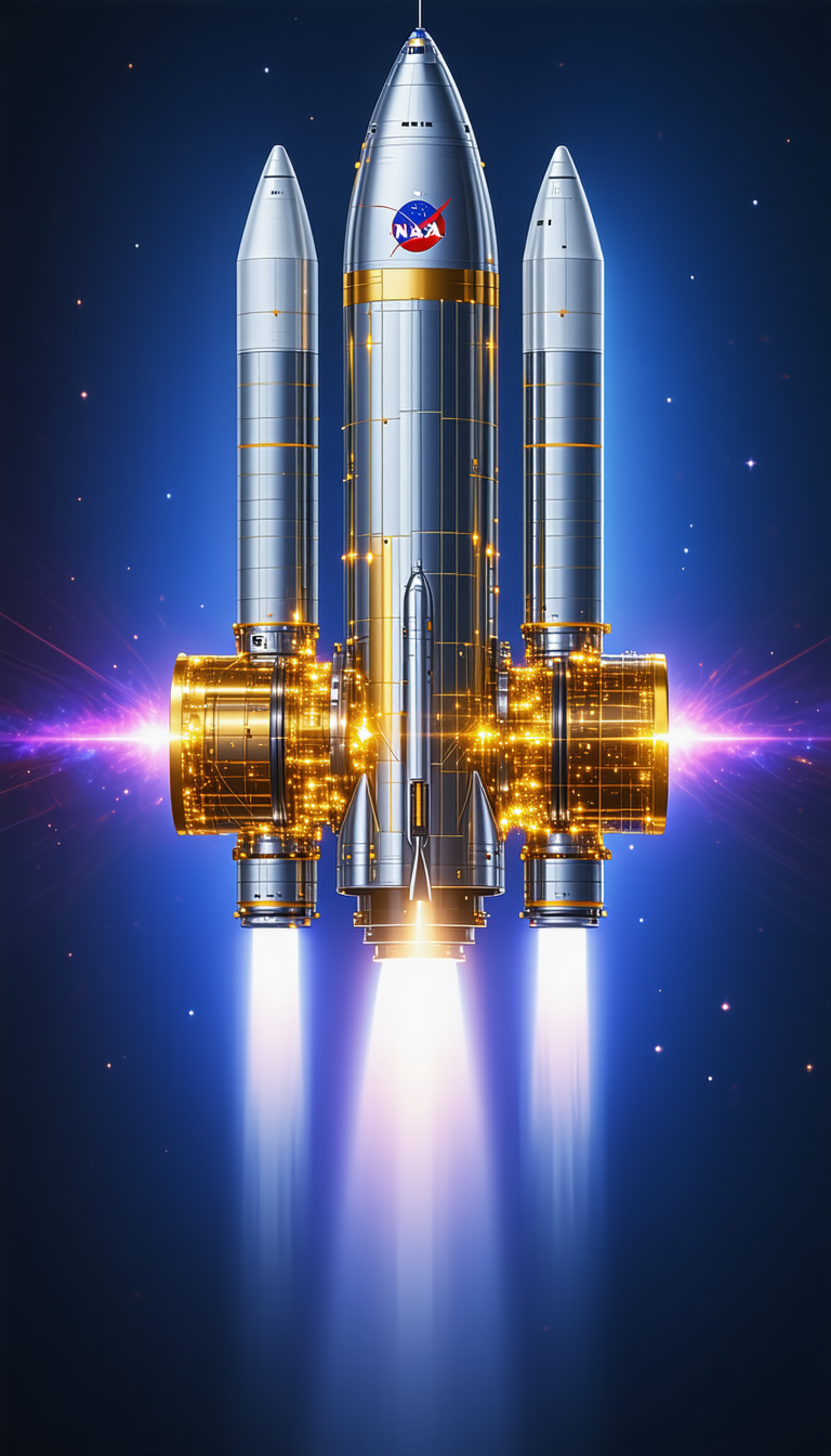 A Rocket Ship With A Long, Thin, And Curved Shape
