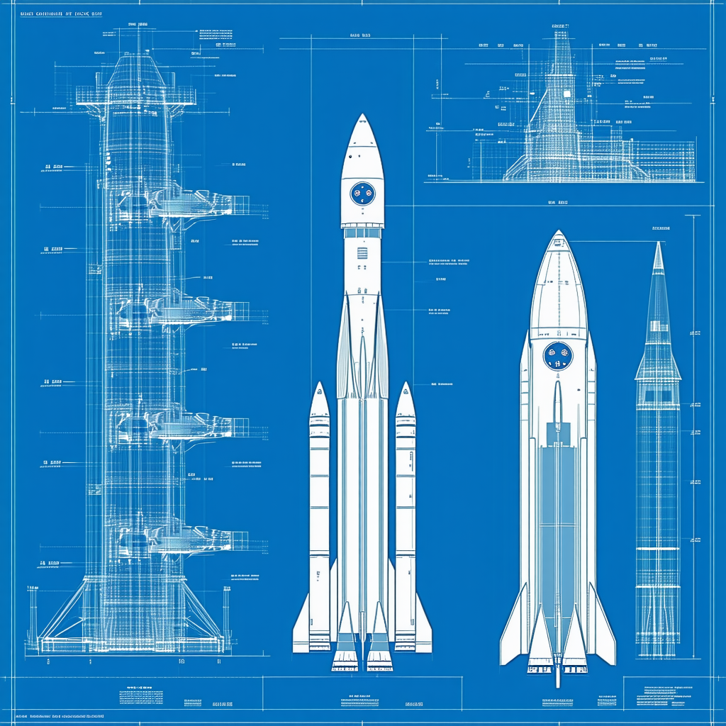 A Blue Diagram Shows The Different Parts Of A Rocket