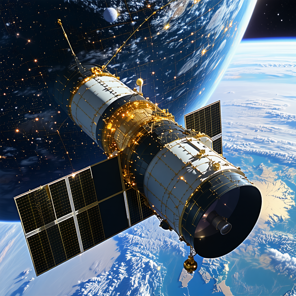 A Spacecraft, Possibly A Satellite, Flying Through The Sky