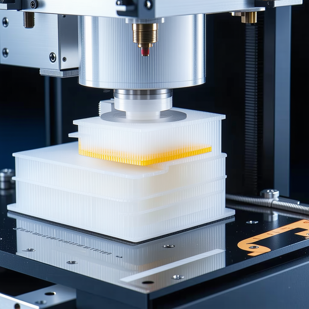 A Machine Is Cutting A Piece Of Plastic With A Laser