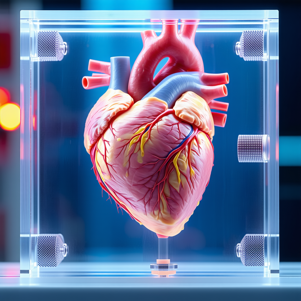 A Heart Is Displayed In A Glass Case, Showcasing Its Intricate Details