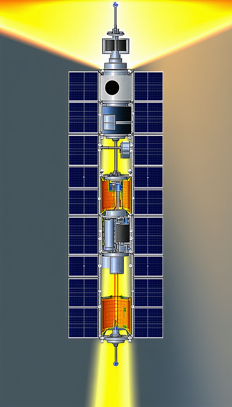 A Large, Cylindrical Structure Is Shown In The Image, With A Solar Panel On Top