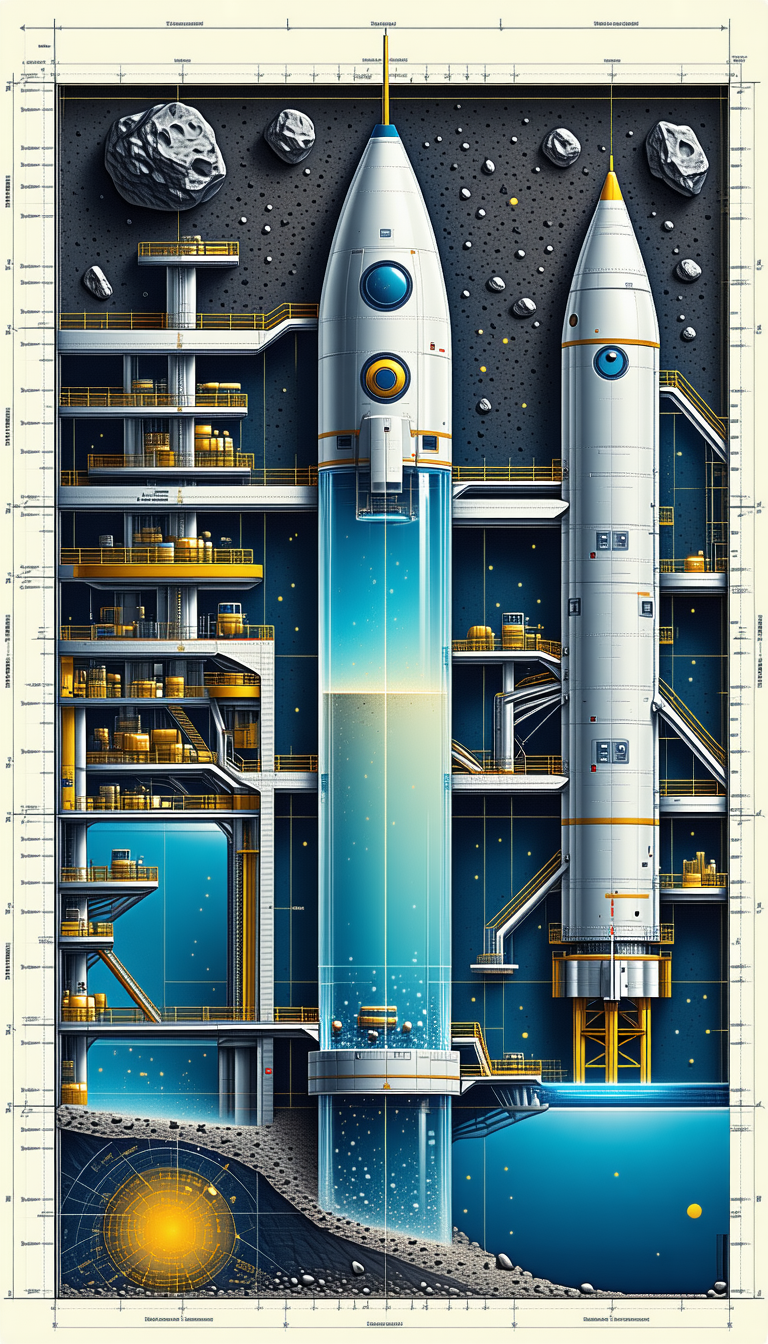 In The Image, There Are Three Space Rockets Docked In A Space Station
