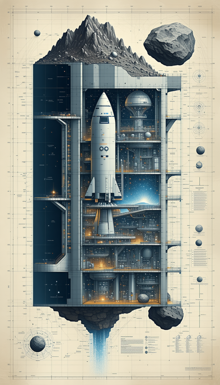 A Space Shuttle Is Docked Inside A Large Space Station