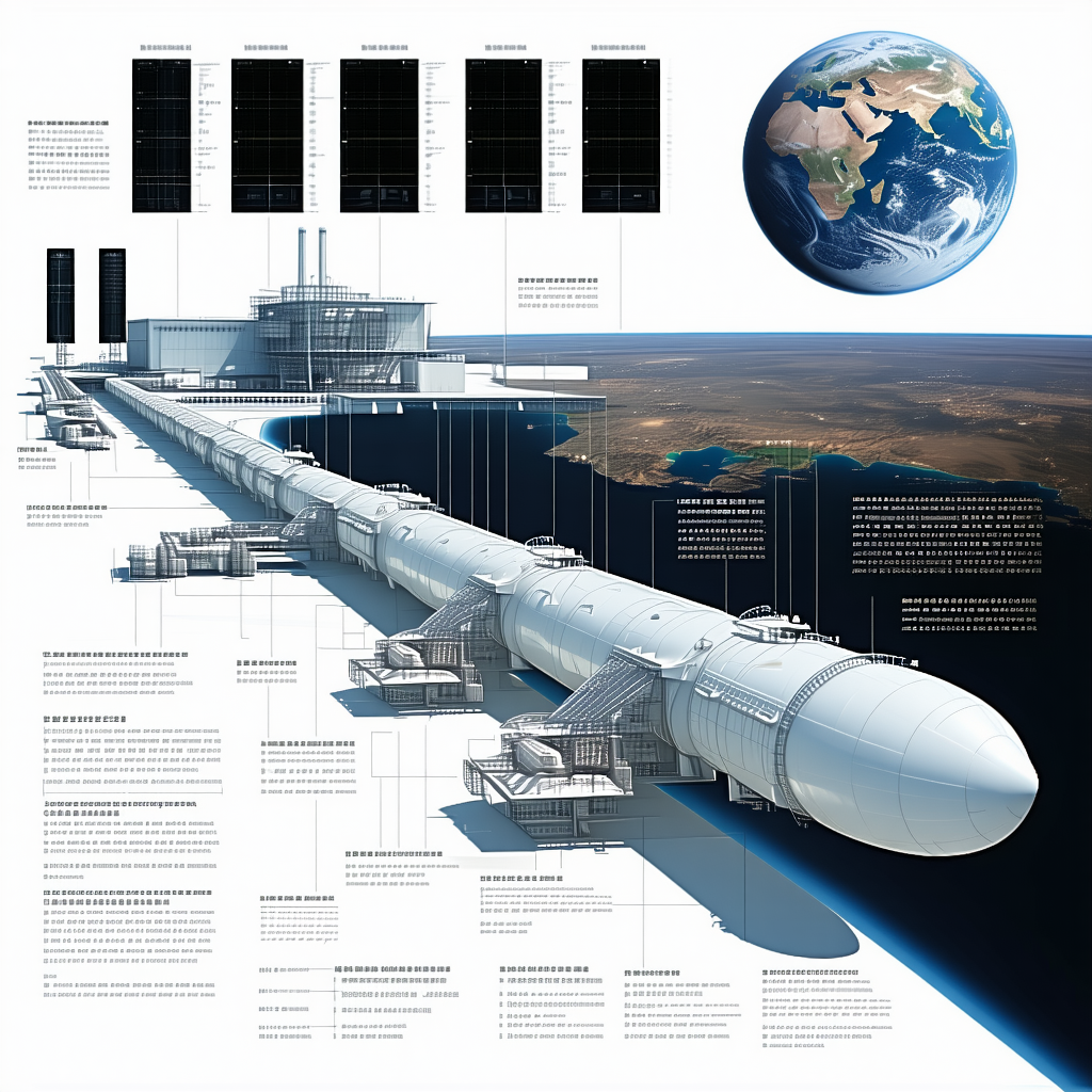 A Large White Spacecraft Is Shown In A Diagram, With A Large Globe In The Background