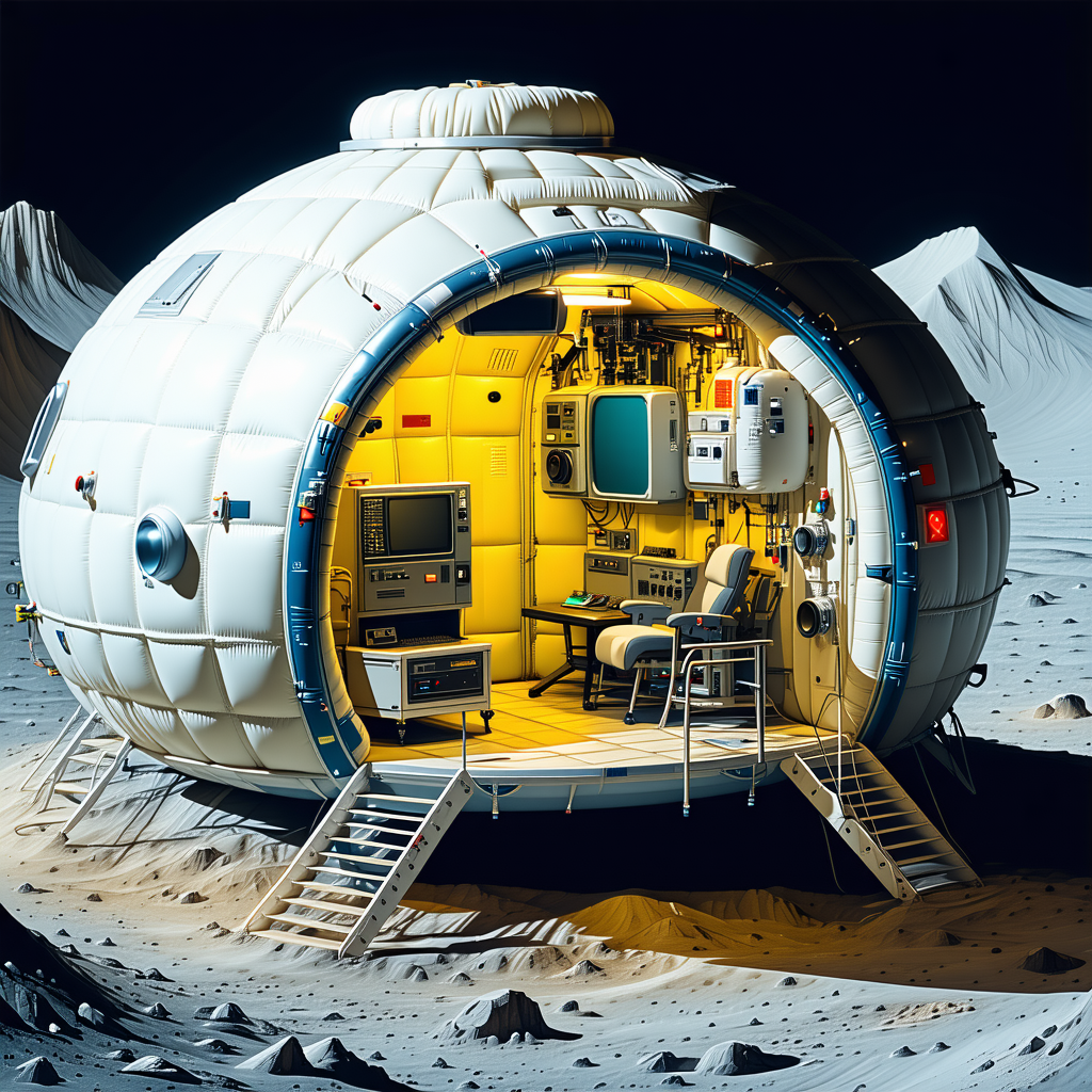 A White, Dome-shaped Spacecraft With A Large Window, Possibly A Space Station Or A Space Shuttle