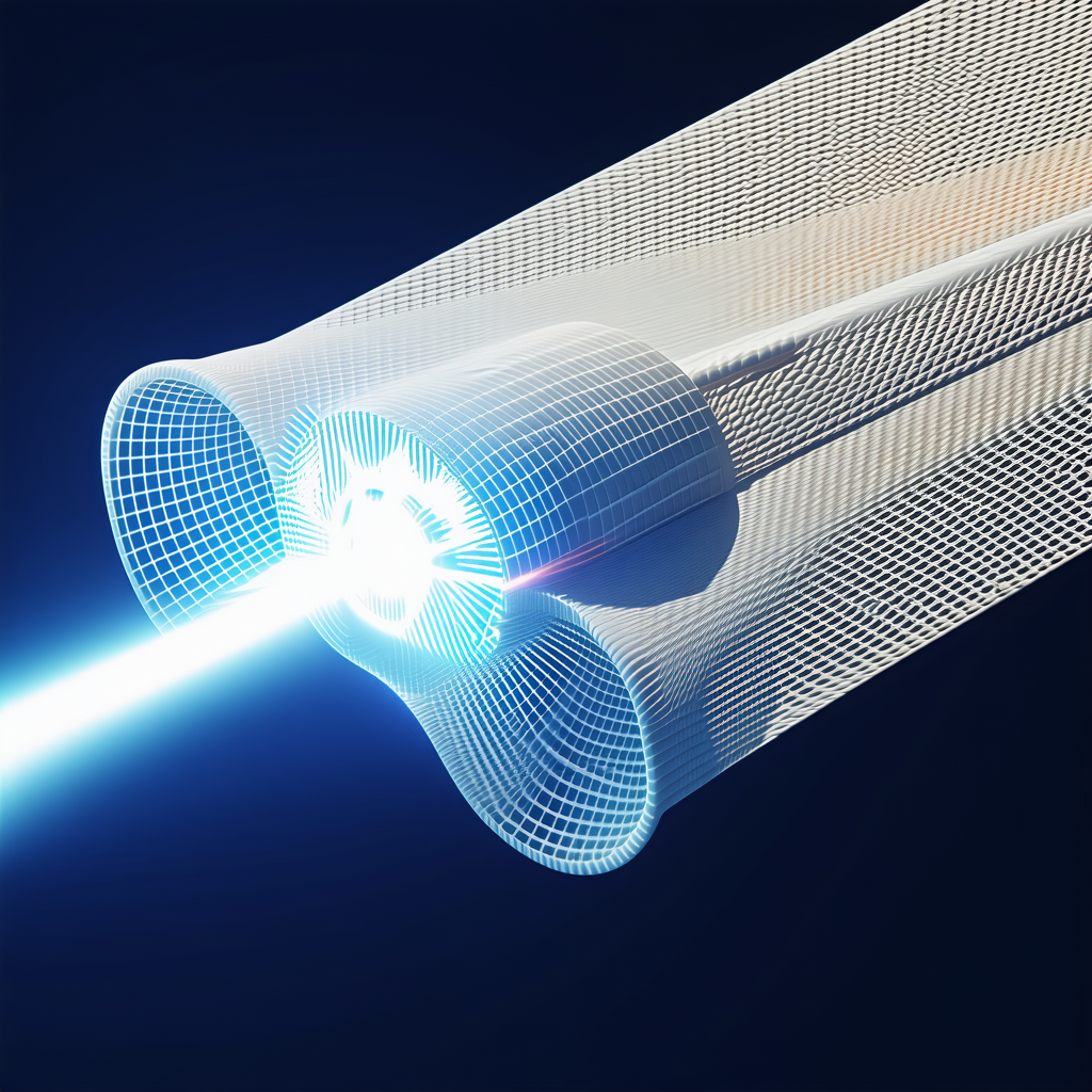 A Blue Light Is Shining On A White Tube, Which Is Located In The Center Of The Image