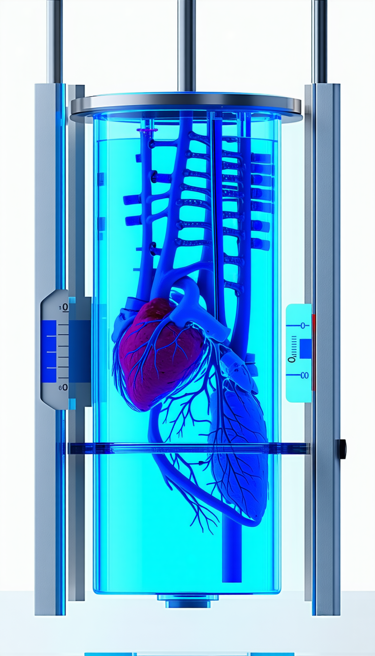 A Blue Heart Is Displayed In A Clear Case, Showcasing Its Intricate Structure
