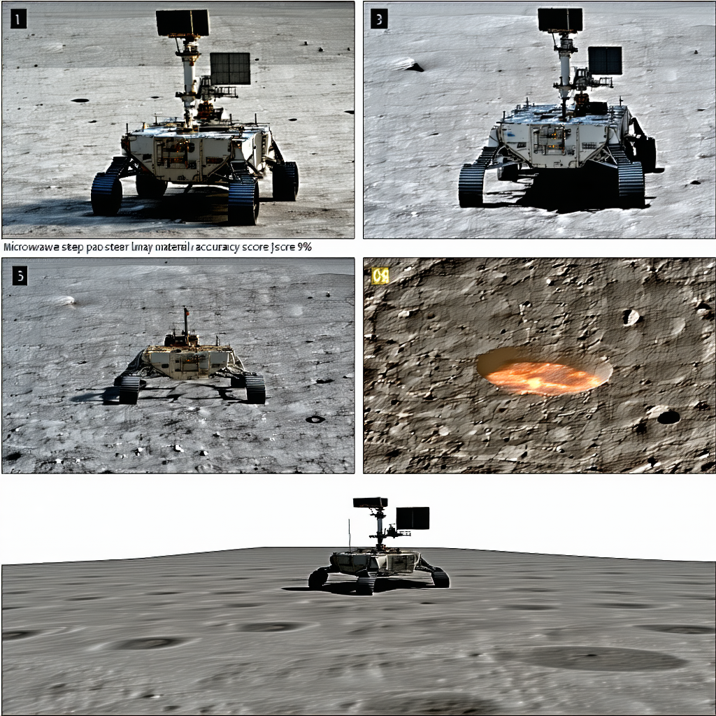 The Image Is A Collage Of Four Different Pictures Of A Rover On The Moon