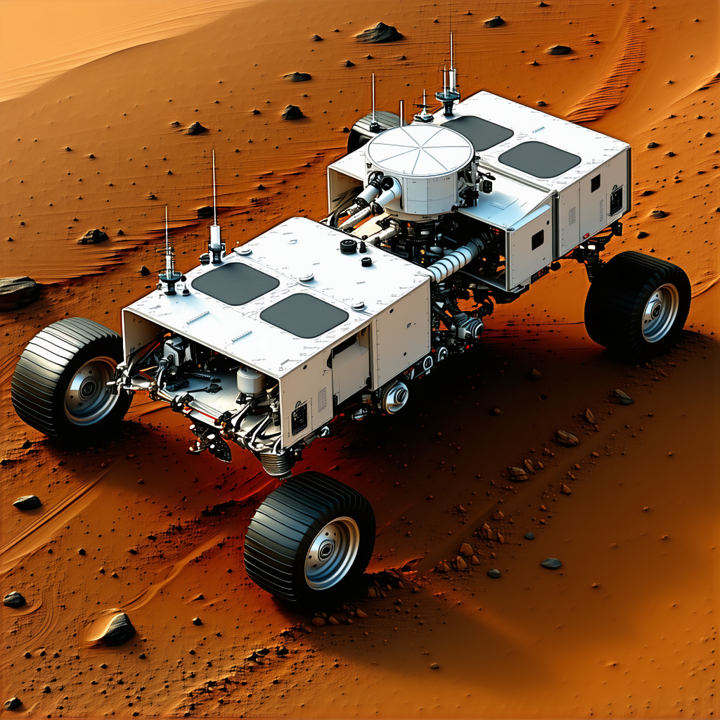 large, white, four-wheeled vehicle satellite
