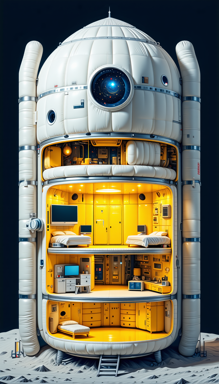 computer-generated (CGI) illustration space station