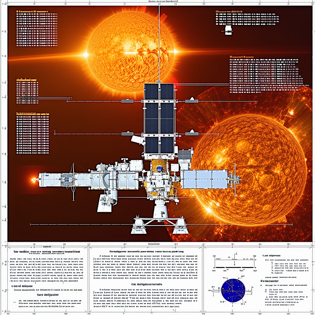 A Large Space Station Is Shown In A Diagram, With A Large Sun In The Background