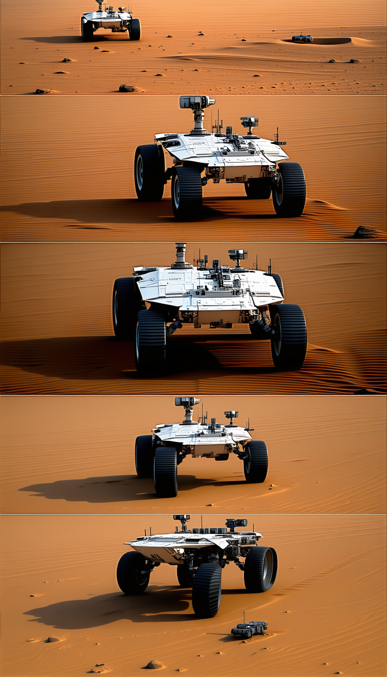 collage four pictures white robotic