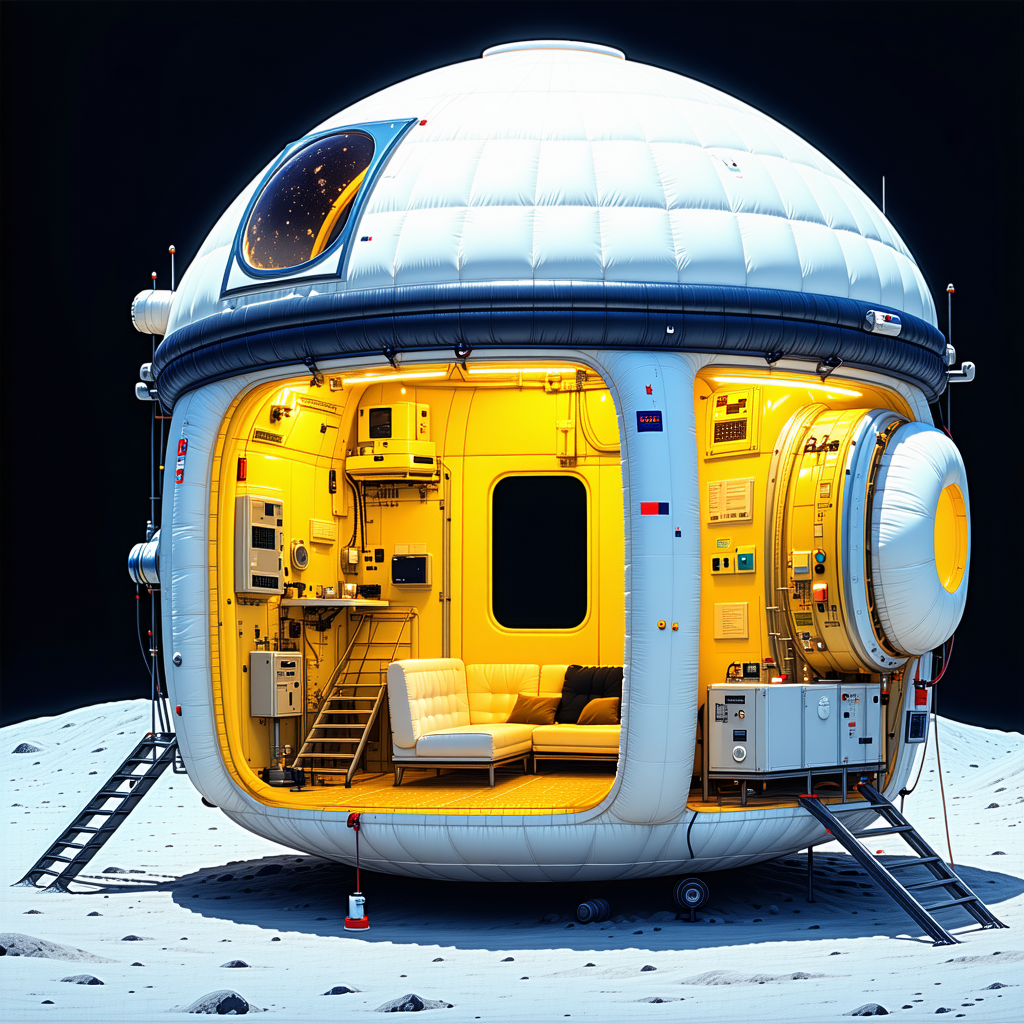 A Large, White, Round Spacecraft With A Dome-shaped Top