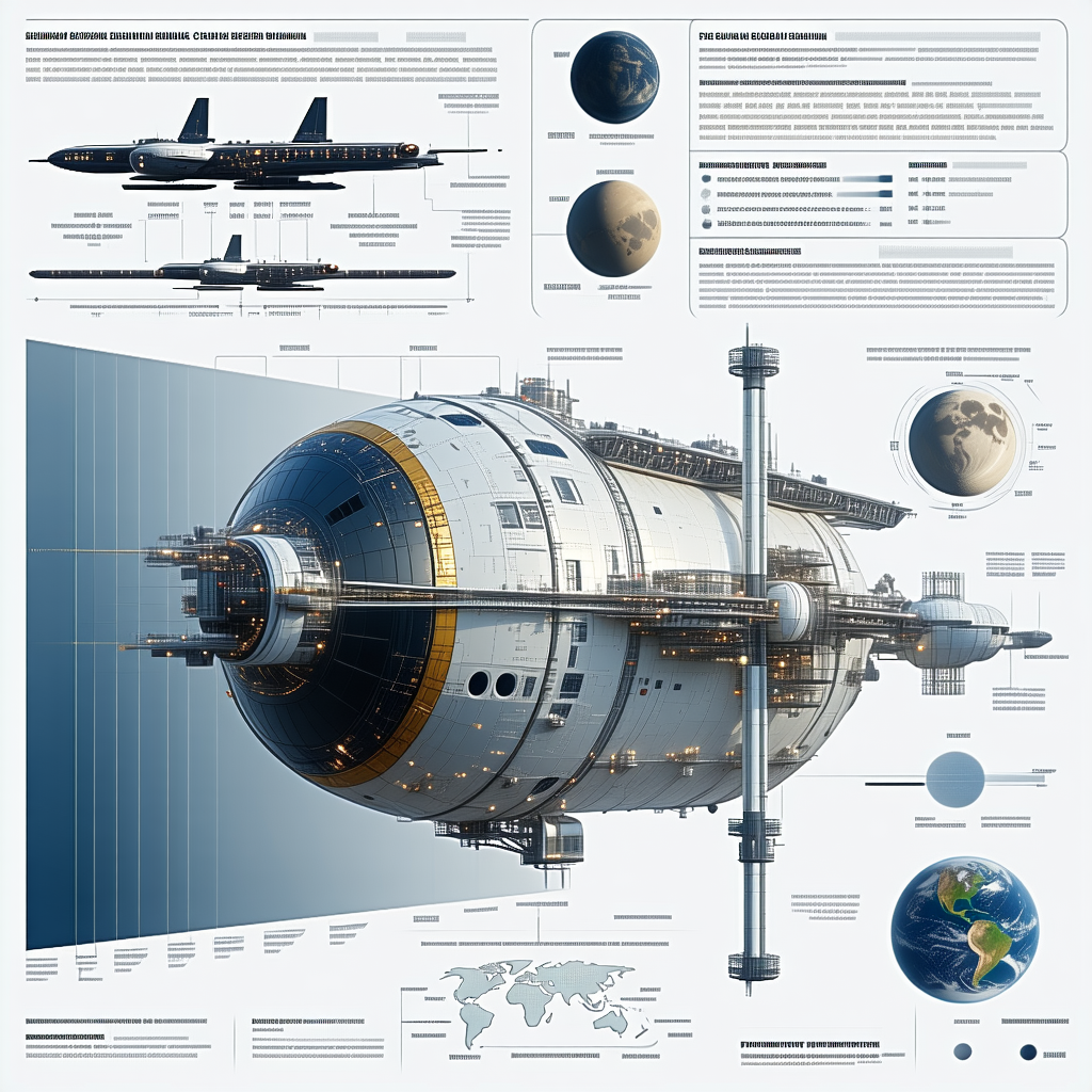 A Large Spacecraft Is Shown In A Diagram, With Various Parts Labeled